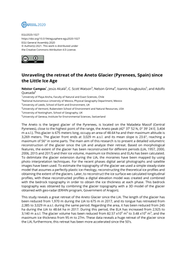Unraveling the Retreat of the Aneto Glacier (Pyrenees, Spain) Since the Little Ice Age
