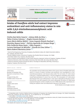 Intake of Passiflora Edulis Leaf Extract Improves Antioxidant and Anti-Inflammatory Status in Rats with 2,4,6-Trinitrobenzenesul