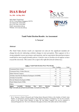 Tamil Nadu Election Results: an Assessment