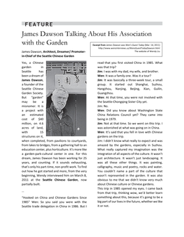 James Dawson Talking About His Association with the Garden Excerpt from James Dawson Was Wen’S Guest Today (Mar