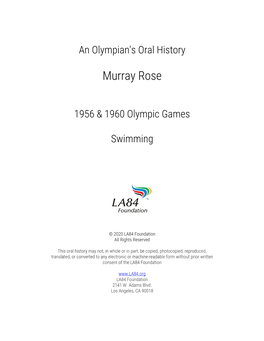 An Olympian's Oral History Murray Rose