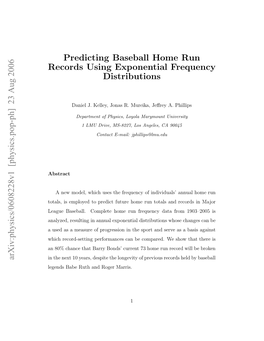 Predicting Baseball Home Run Records Using Exponential