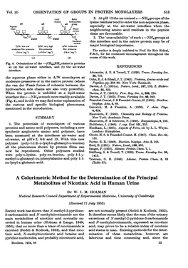 A Colorimetric Method for the Determination of the Principal Metabolites of Nicotinic Acid in Human Urine