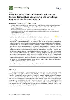 Satellite Observations of Typhoon-Induced Sea Surface Temperature Variability in the Upwelling Region Oﬀ Northeastern Taiwan