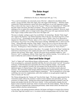 Solar Angel John Nash [Published in the Beacon, March/April 2001, Pp