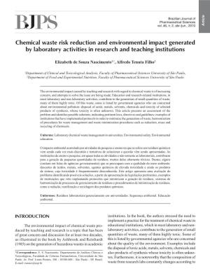 Chemical Waste Risk Reduction and Environmental Impact Generated by Laboratory Activities in Research and Teaching Institutions