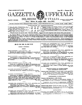 Gazzetta Ufficiale Del Regno D'italia N. 118 Del 20 Maggio 1939 Parte