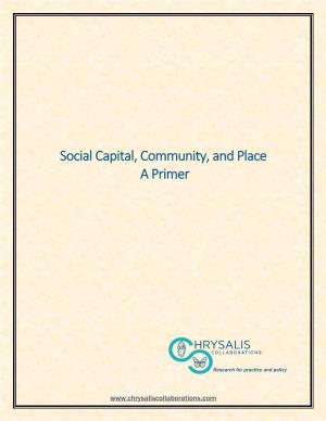 Social Capital, Community, and Place a Primer