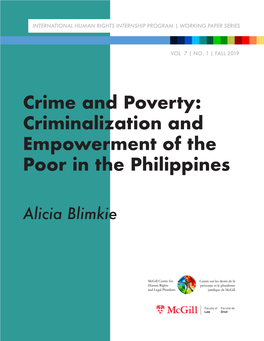 Crime and Poverty: Criminalization and Empowerment of the Poor in the Philippines
