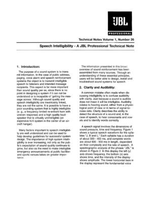 Speech Intelligibility - a JBL Professional Technical Note
