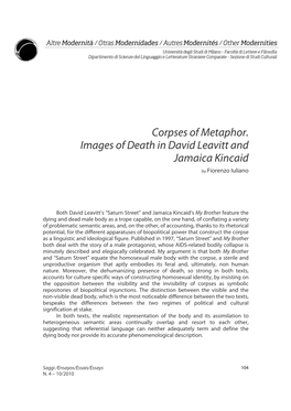 Corpses of Metaphor. Images of Death in David Leavitt and Jamaica Kincaid