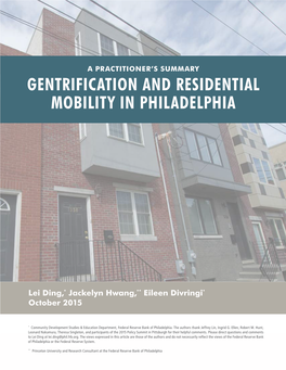 Gentrification and Residential Mobility in Philadelphia