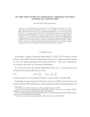 On the Structures of Generating Iterated Function Systems of Cantor Sets