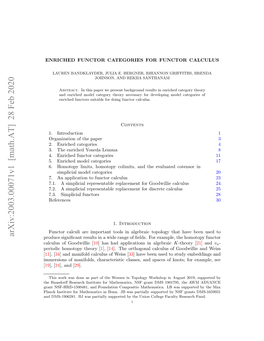 ENRICHED FUNCTOR CATEGORIES for FUNCTOR CALCULUS 3 Are Both Consequences of a More General Result Concerning a Construction We Refer to As the Evaluated Cotensor