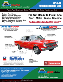 Pre-Cut Ready to Install Kits Year • Make • Model Specific 1958-69