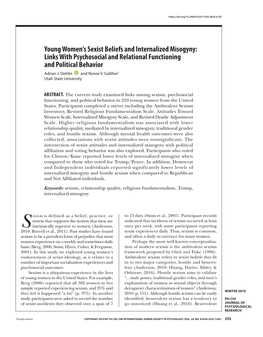 Young Women's Sexist Beliefs and Internalized Misogyny: Links with Psychosocial and Relational Functioning and Political Behavior Adrian J