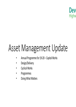 Asset Management Update