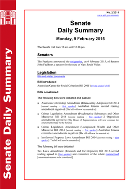 Senate Daily Summary