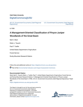 A Management-Oriented Classification of Pinyon-Juniper Woodlands of the Great Basin