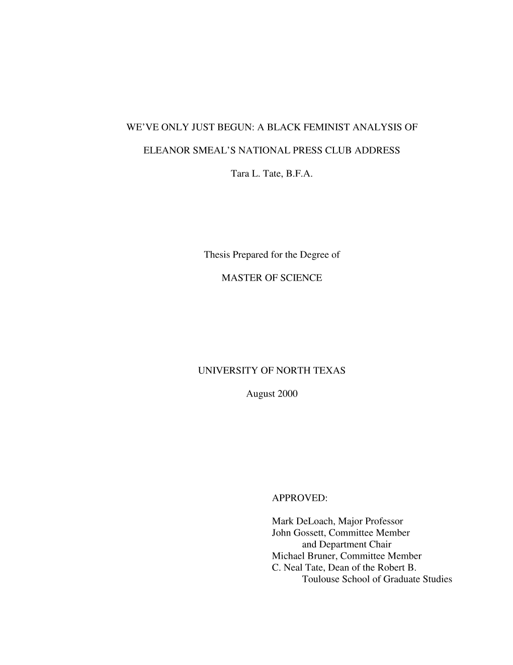 A Black Feminist Analysis of Eleanor Smeal's National