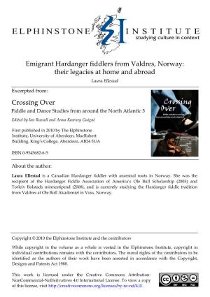 Emigrant Hardanger Fiddlers from Valdres, Norway