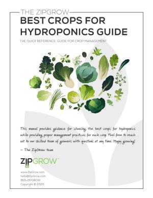 The Zipgrow Best Crops for Hydroponics Guide the Quick Reference Guide for Crop Management