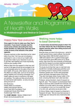 A Newsletter and Programme of Health Walks in Middlesbrough and Redcar & Cleveland