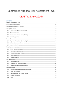 Centralised National Risk Assessment - UK