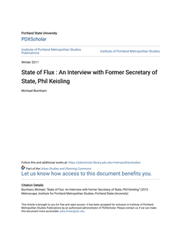 State of Flux : an Interview with Former Secretary of State, Phil Keisling
