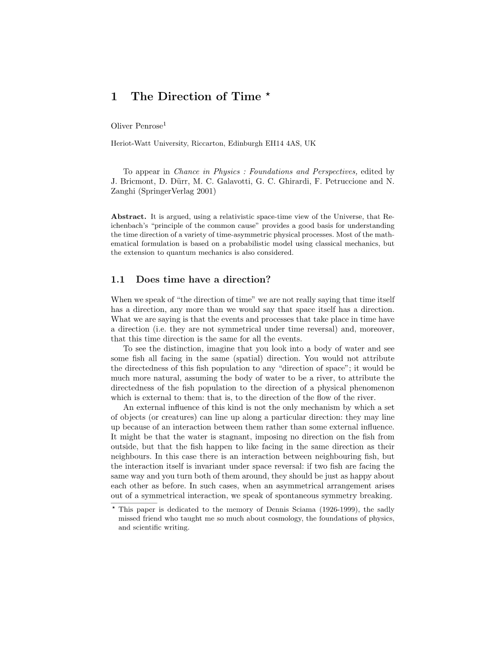 1 the Direction of Time *