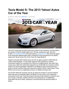 Tesla Model S: the 2013 Yahoo! Autos Car of the Year