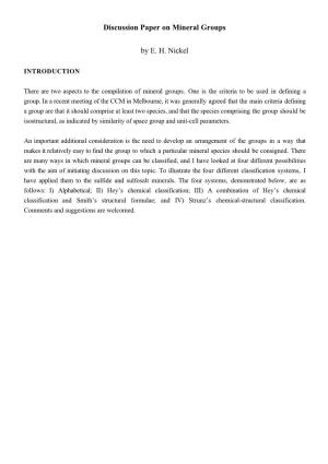 Discussion Paper on Mineral Groups by E. H. Nickel