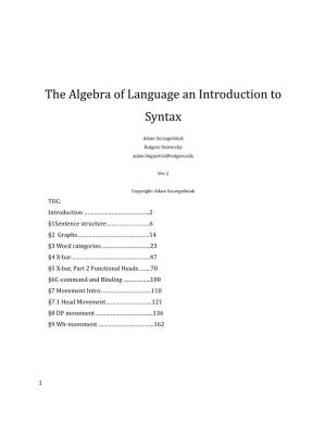 The Algebra of Language Introduction to Syntax