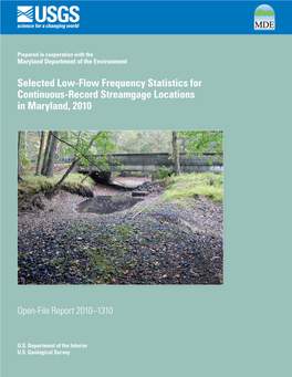 Selected Low-Flow Frequency Statistics for Continuous-Record Streamgage Locations in Maryland, 2010