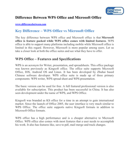 Difference Between WPS Office and Microsoft Office Key Difference