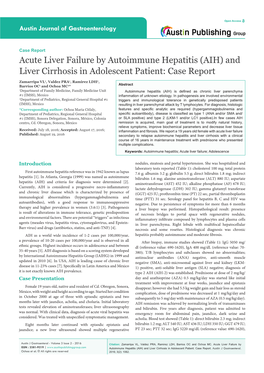 Acute Liver Failure by Autoimmune Hepatitis (AIH) and Liver Cirrhosis in Adolescent Patient: Case Report