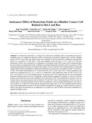 Anticancer Effect of Deuterium Oxide on a Bladder Cancer Cell Related to Bcl-2 and Bax