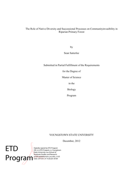 The Role of Native Diversity and Successional Processes on Communityinvasibility in Riparian Primary Forest