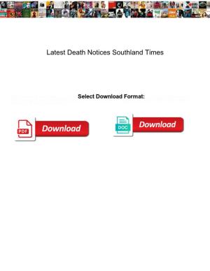 Latest Death Notices Southland Times