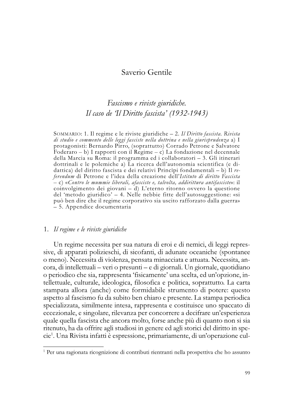 Saverio Gentile Fascismo E Riviste Giuridiche. Il Caso De 'Il Diritto Fascista'