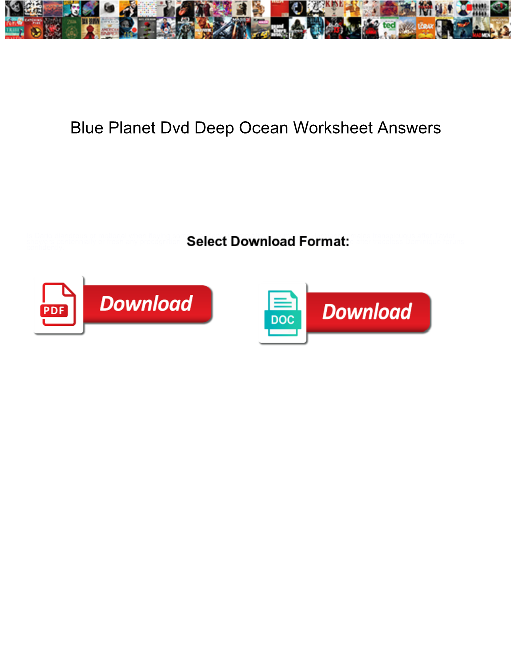 Blue Planet Dvd Deep Ocean Worksheet Answers