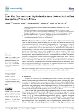 Land Use Dynamics and Optimization from 2000 to 2020 in East Guangdong Province, China