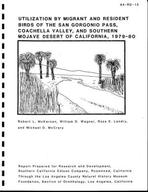 Utilization by Migrant and Resident Birds of the San Gorgonio Pass