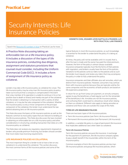 Security Interests: Life Insurance Policies