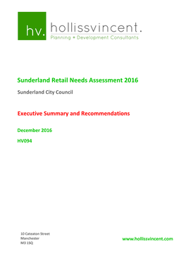 Sunderland Retail Needs Assessment 2016