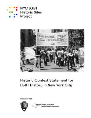 Historic Context Statement for LGBT History in New York City
