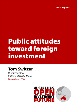 Public Attitudes Toward Foreign Investment