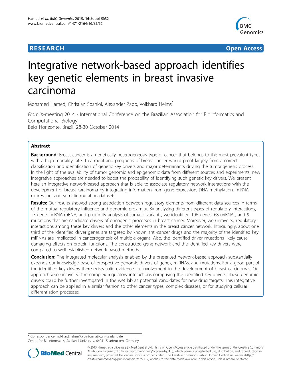 Integrative Network-Based Approach Identifies Key Genetic Elements In