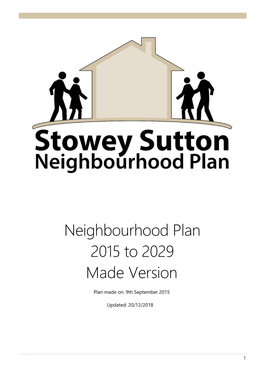Stowey Sutton Neighbourhood Plan (NDP) Which Was Previously Available on Our Website