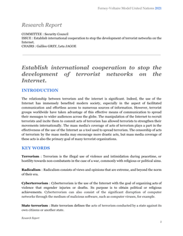 Research Report Establish International Cooperation to Stop The